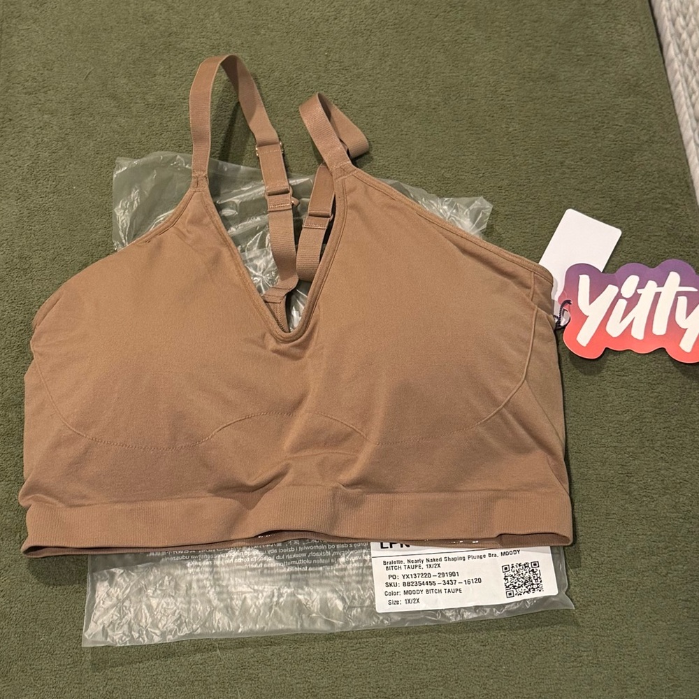 YITTY Nearly Naked Shaping Plunge Bra - Tan - 1X/2X - Moody Taupe - NWT